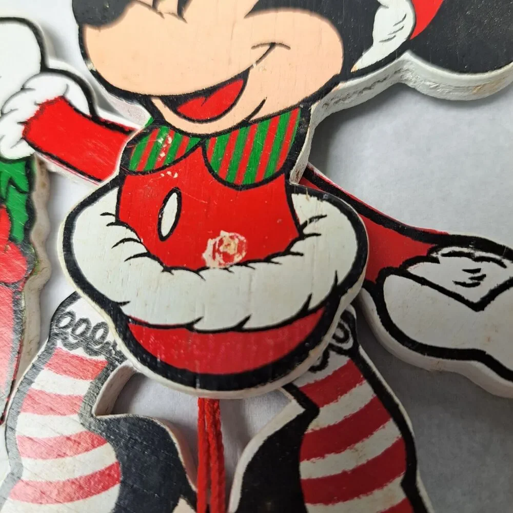 Kurt Adler Disney Minnie Mouse Wooden Christmas Pull Puppet Toy Ornament VINTAGE